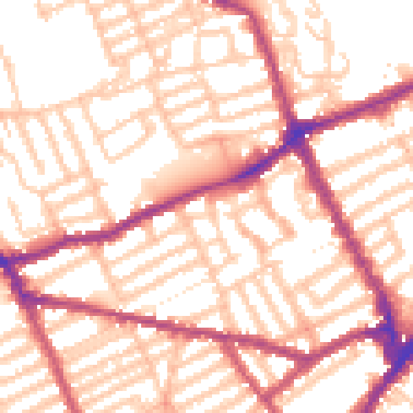 Daytime road noise heatmap for SW6 7TJ