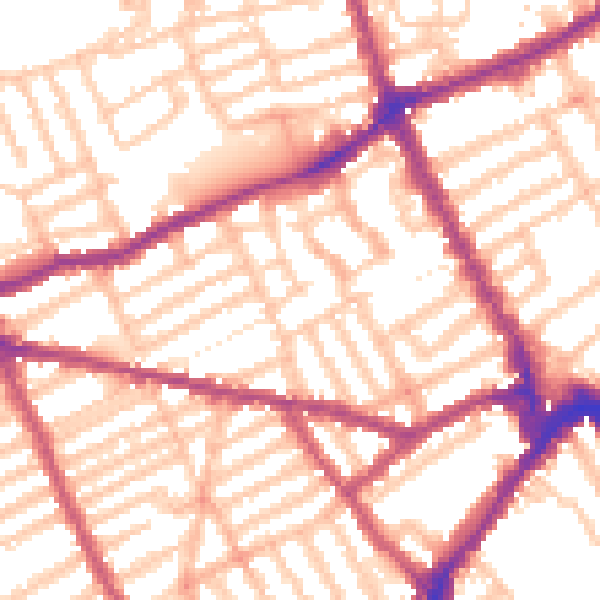 Daytime road noise heatmap for SW6 7TW