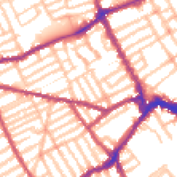 Daytime road noise heatmap for SW6 7TY