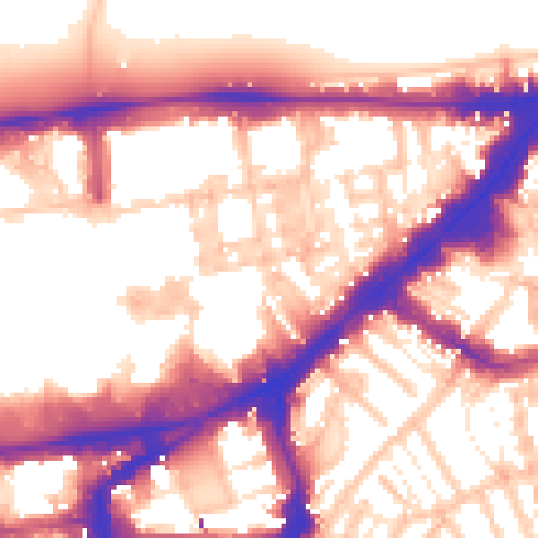 Daytime road noise heatmap for SW7 1AF