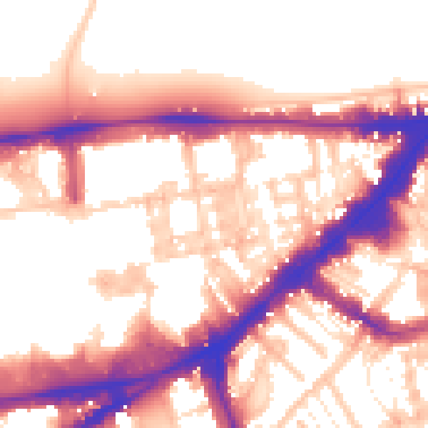 Daytime road noise heatmap for SW7 1AP