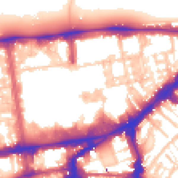 Daytime road noise heatmap for SW7 1BA