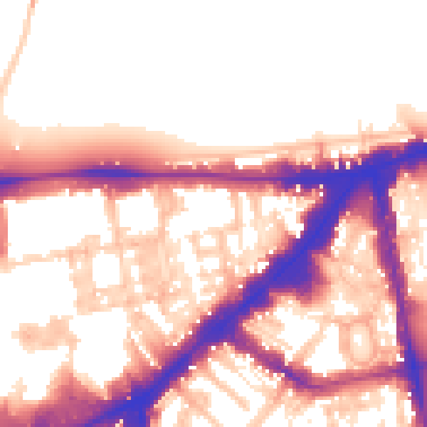 Daytime road noise heatmap for SW7 1BT