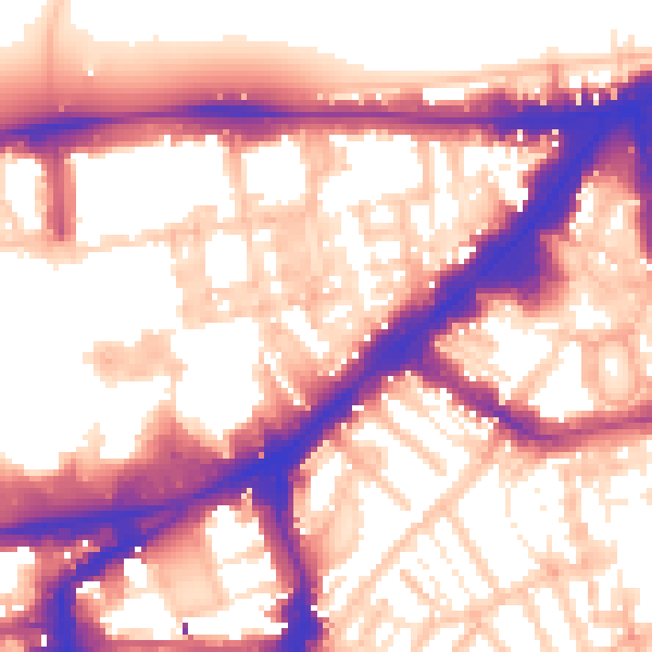 Daytime road noise heatmap for SW7 1EJ