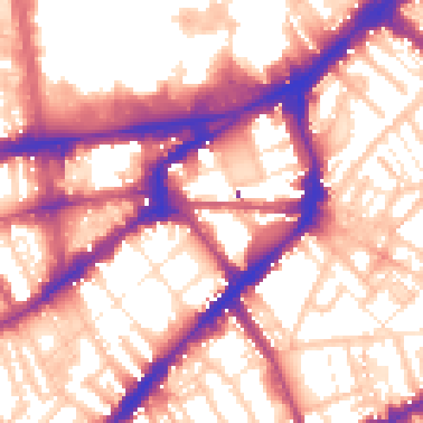 Daytime road noise heatmap for SW7 2NG