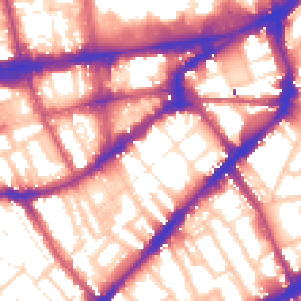 Daytime road noise heatmap for SW7 3AA