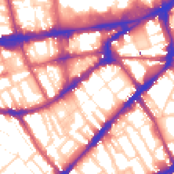 Daytime road noise heatmap for SW7 3AB