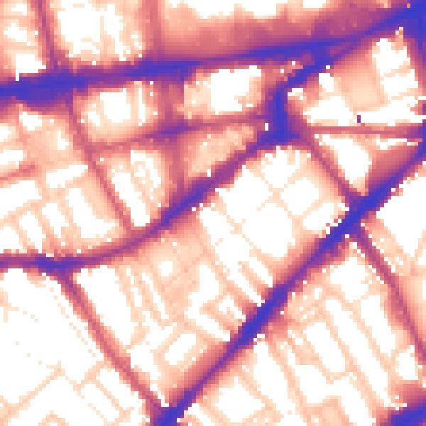 Daytime road noise heatmap for SW7 3AE