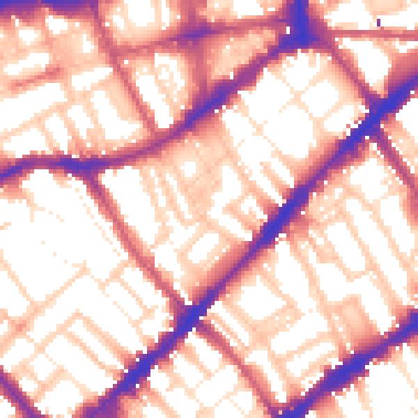 Daytime road noise heatmap for SW7 3BB