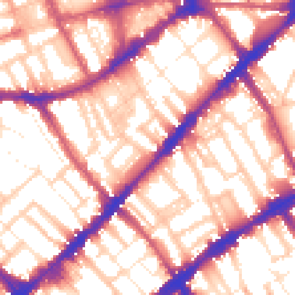 Daytime road noise heatmap for SW7 3BD