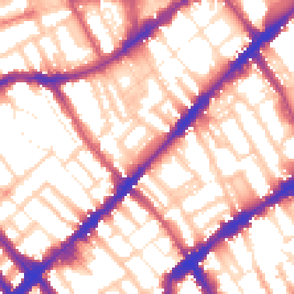 Daytime road noise heatmap for SW7 3BE