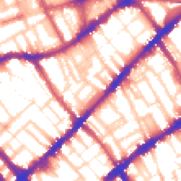 Daytime road noise heatmap for SW7 3BG