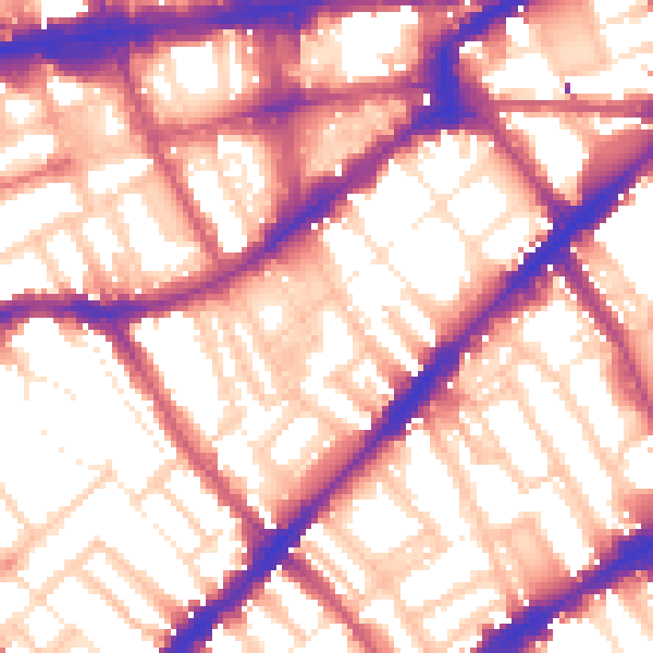 Daytime road noise heatmap for SW7 3BS