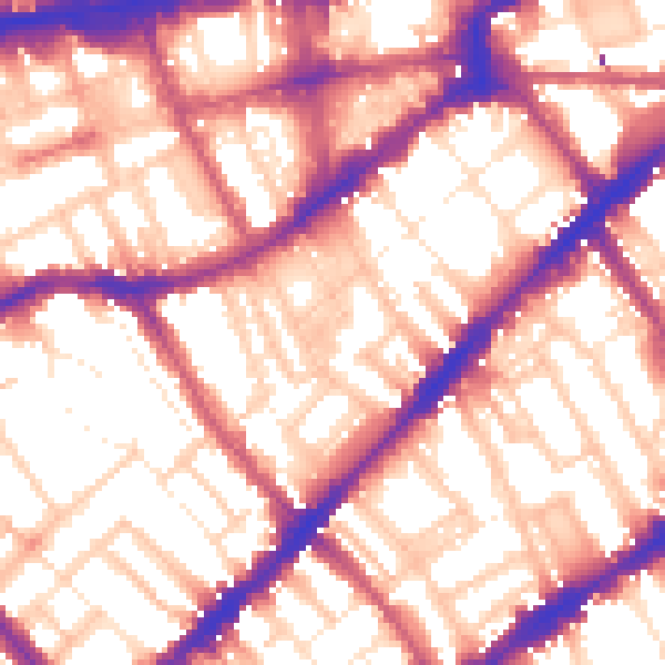 Daytime road noise heatmap for SW7 3BT