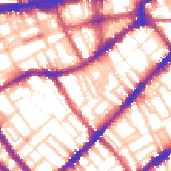 Daytime road noise heatmap for SW7 3BX