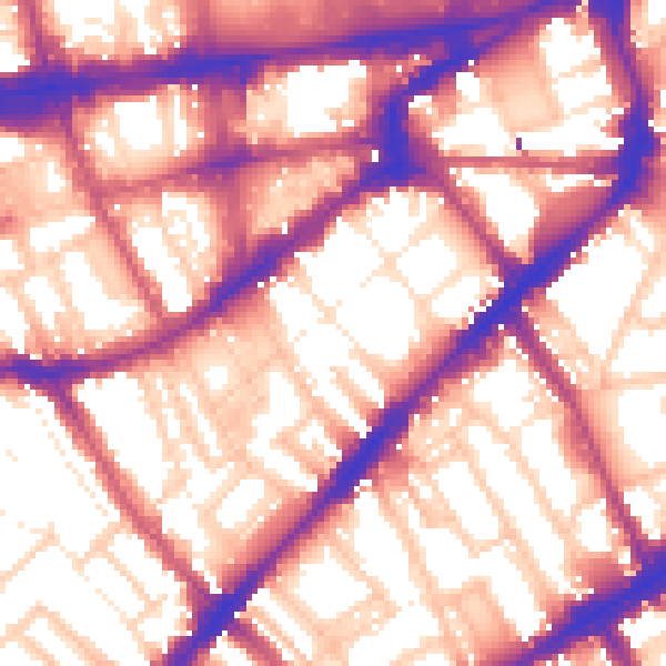 Daytime road noise heatmap for SW7 3LX
