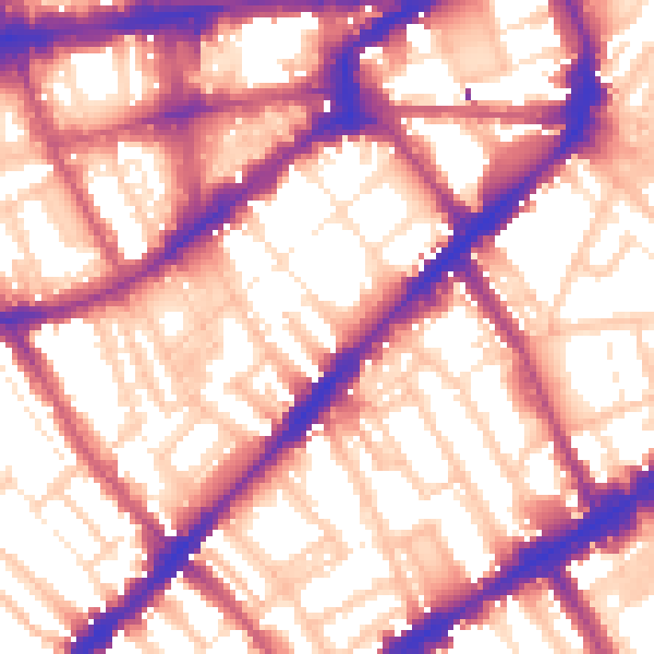 Daytime road noise heatmap for SW7 3LZ