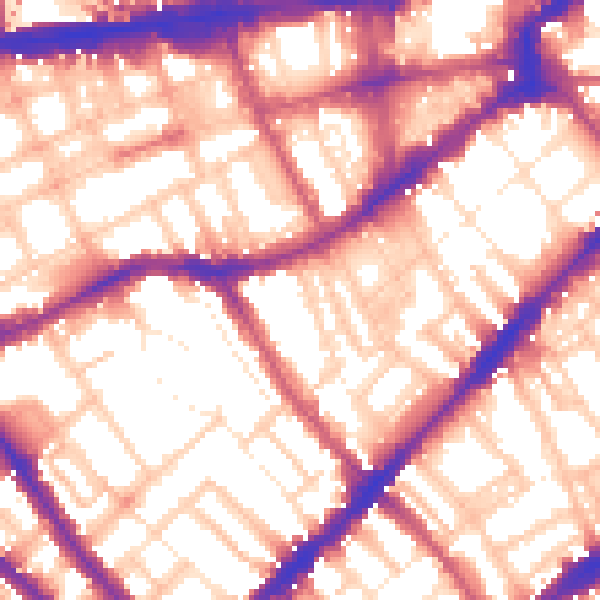 Daytime road noise heatmap for SW7 3PE