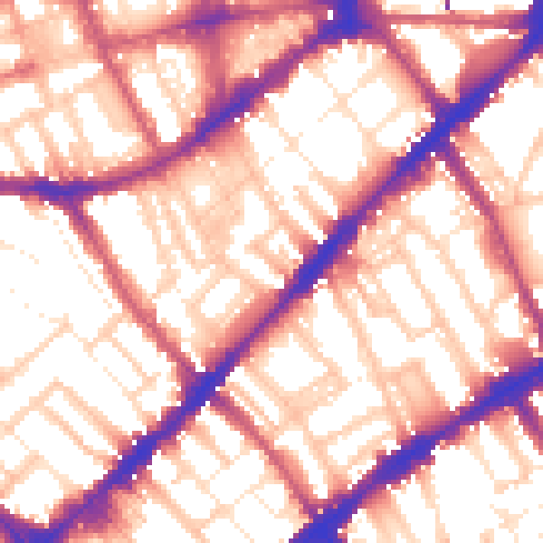 Daytime road noise heatmap for SW7 3QH