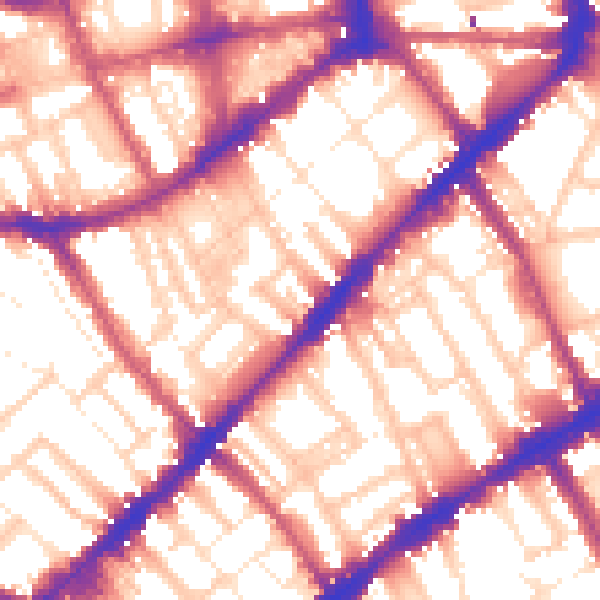 Daytime road noise heatmap for SW7 3QP