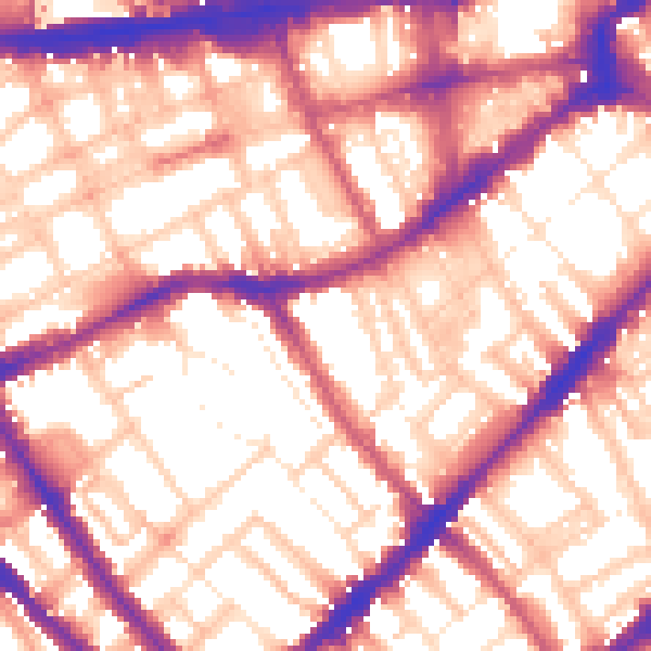 Daytime road noise heatmap for SW7 3RG
