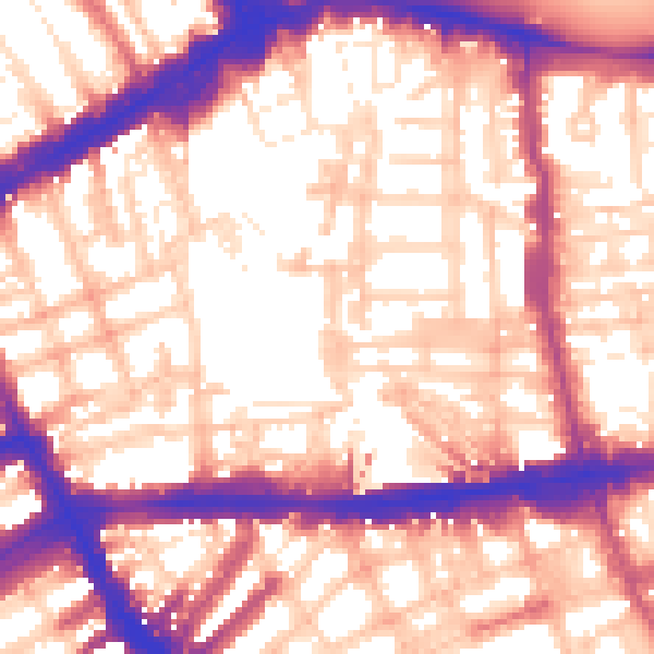 Daytime road noise heatmap for SW7 4BH