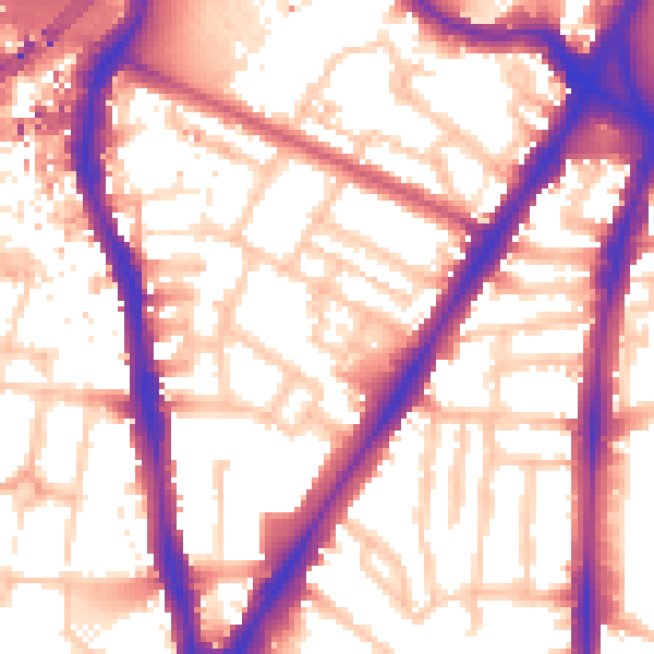Daytime road noise heatmap for SW8 1AE