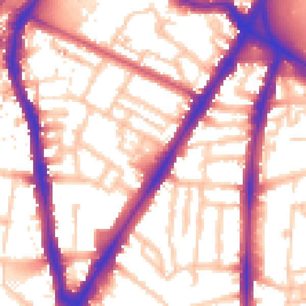 Daytime road noise heatmap for SW8 1AH