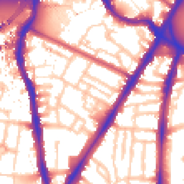 Daytime road noise heatmap for SW8 1BB