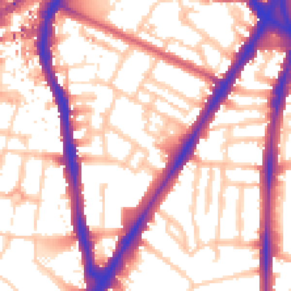 Daytime road noise heatmap for SW8 1DA