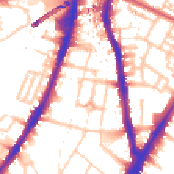 Daytime road noise heatmap for SW8 2TW