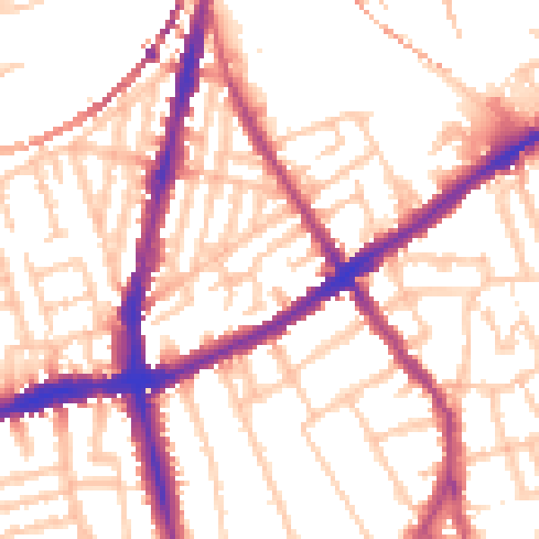 Daytime road noise heatmap for SW8 3DL