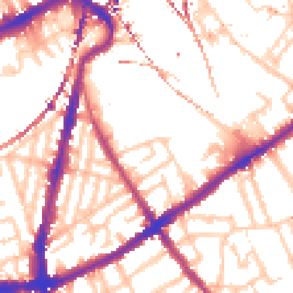 Daytime road noise heatmap for SW8 3ES