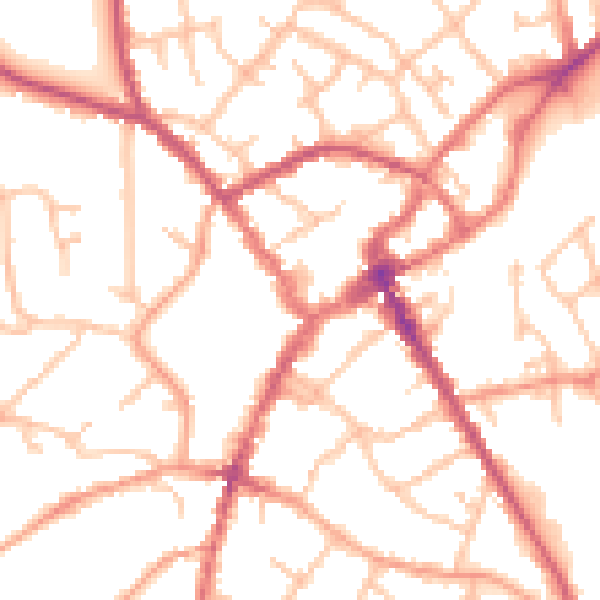 Daytime road noise heatmap for SY11 1AA