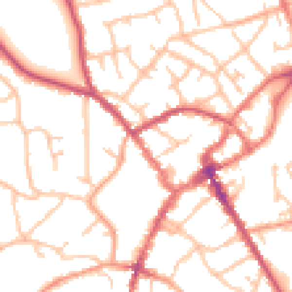 Daytime road noise heatmap for SY11 1AD