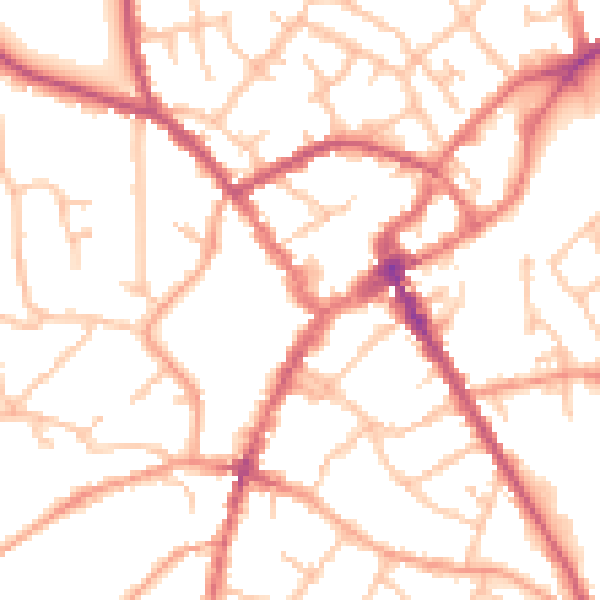 Daytime road noise heatmap for SY11 1AF
