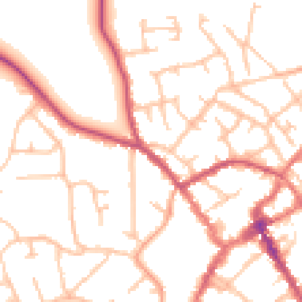 Daytime road noise heatmap for SY11 1AN
