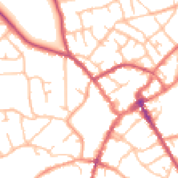 Daytime road noise heatmap for SY11 1AP