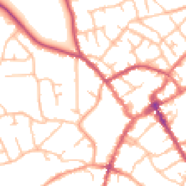 Daytime road noise heatmap for SY11 1AR