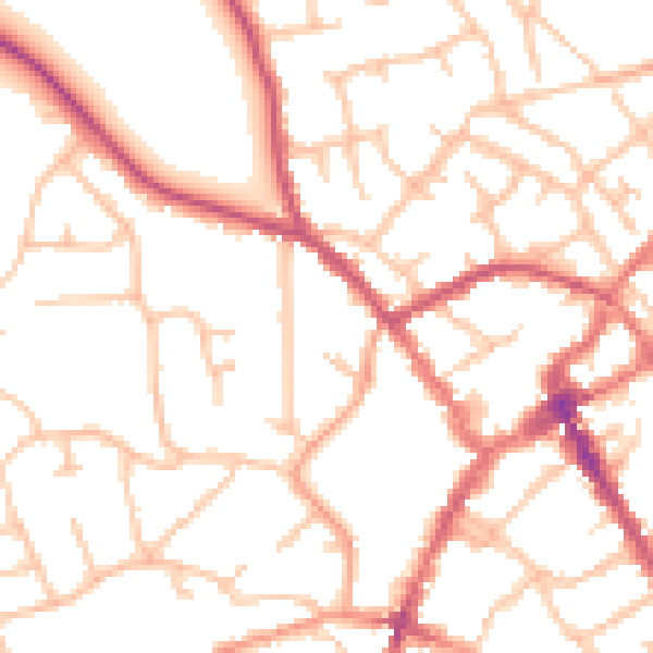 Daytime road noise heatmap for SY11 1AT