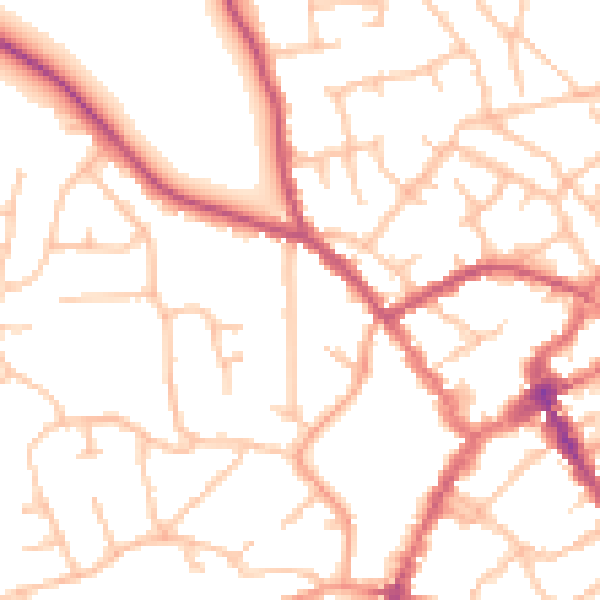 Daytime road noise heatmap for SY11 1AU