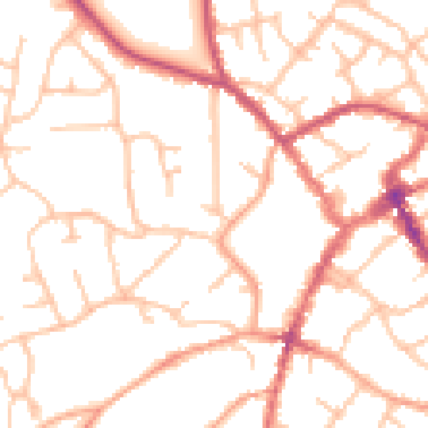 Daytime road noise heatmap for SY11 1AY