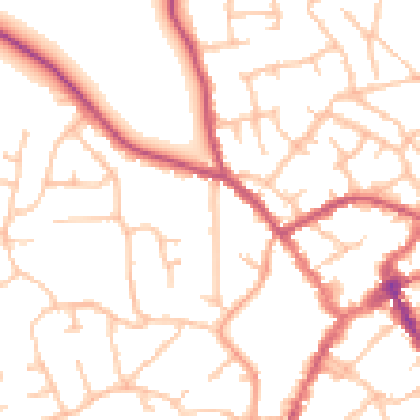 Daytime road noise heatmap for SY11 1BA