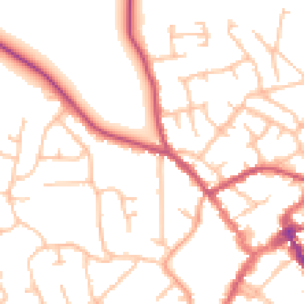 Daytime road noise heatmap for SY11 1BB
