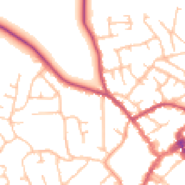 Daytime road noise heatmap for SY11 1BD