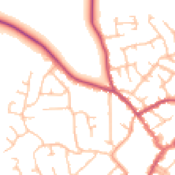 Daytime road noise heatmap for SY11 1BE