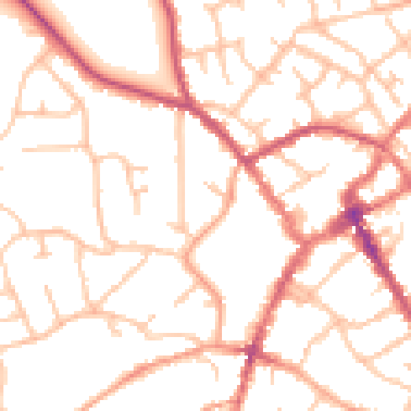 Daytime road noise heatmap for SY11 1BF