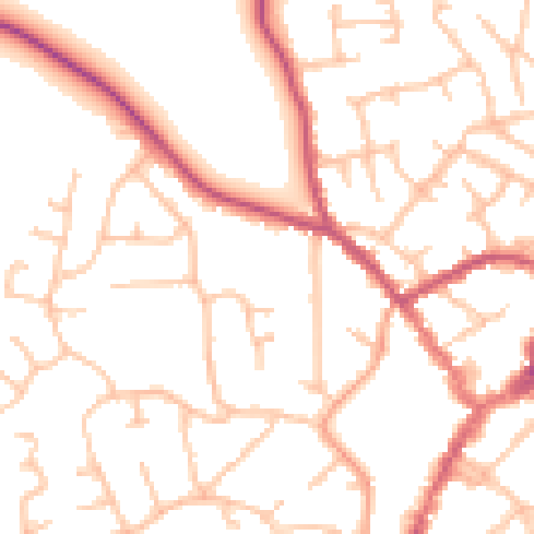 Daytime road noise heatmap for SY11 1BG