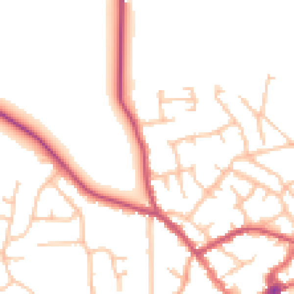 Daytime road noise heatmap for SY11 1BL