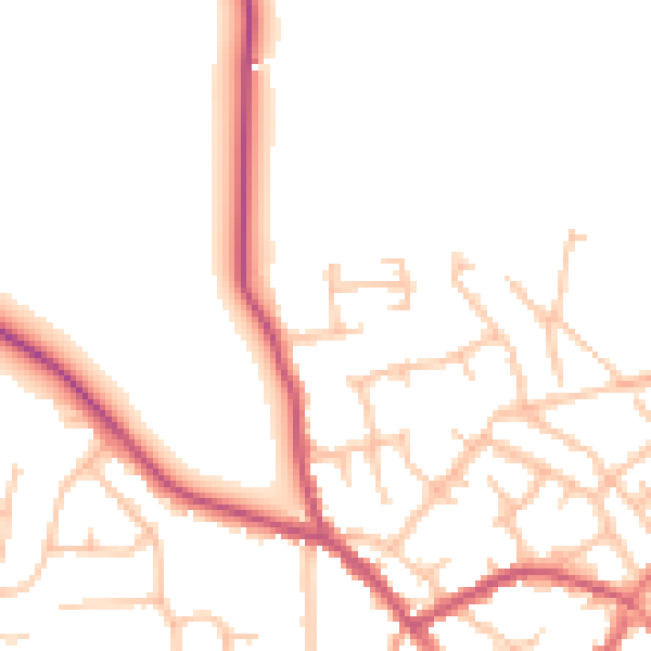Daytime road noise heatmap for SY11 1BN